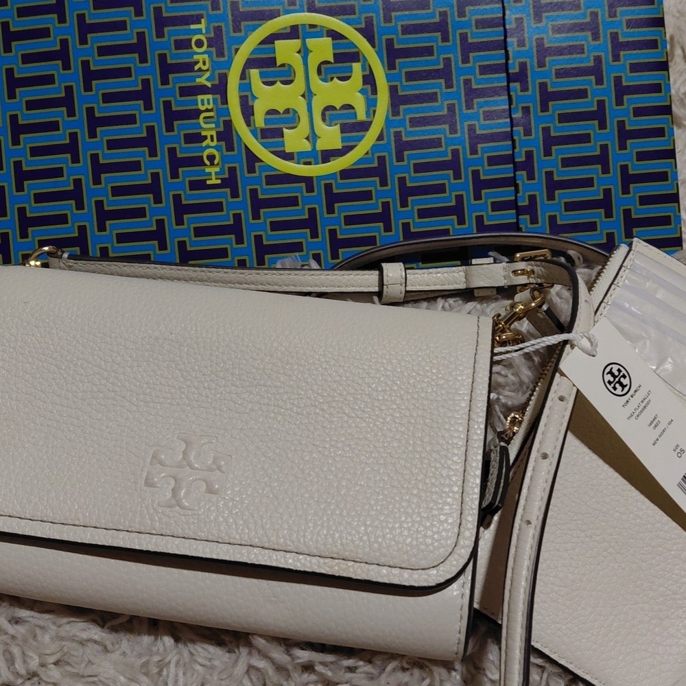 Tory Burch Cream Leather Crossbody Bag